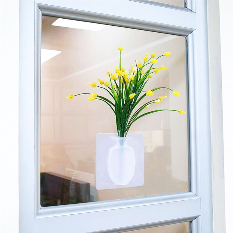 Magic Rubber Silicone Sticky Flower Wall Mounted Vase Container Bottle Storage