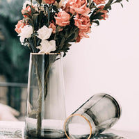 Light luxury painting gold transparent glass vase dried flower living room flower decoration creative simple Nordic water culture arrangement