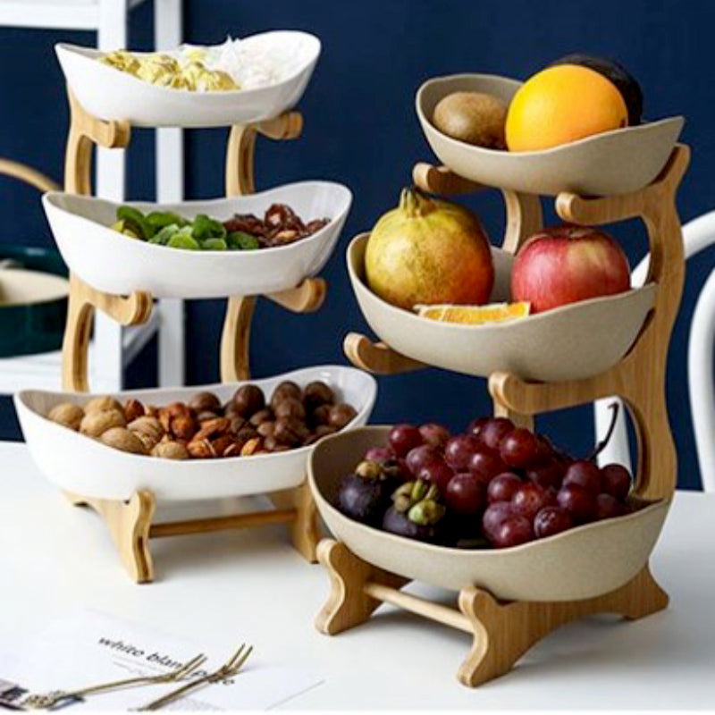 Three-layer Plate Fruit Rack Creative Ceramic Home Basket For Snacks Nordic