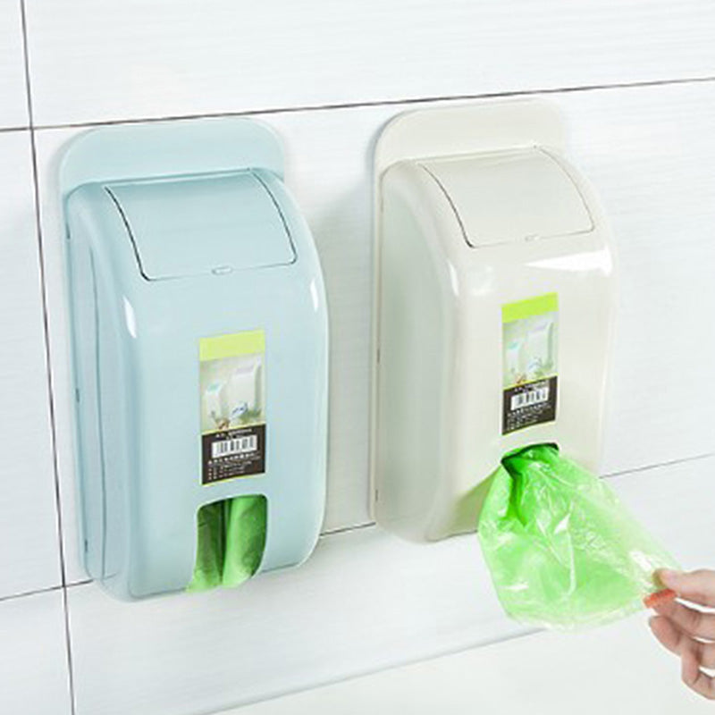 Wall-Mounted Plastic Bag Storage Box Garbage Trash Container