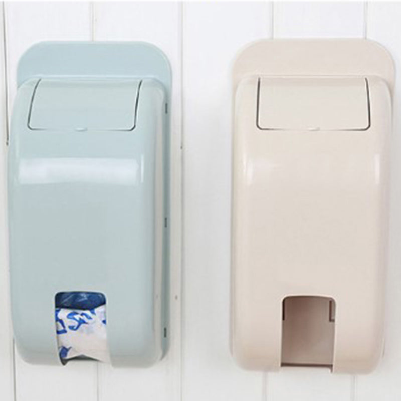 Wall-Mounted Plastic Bag Storage Box Garbage Trash Container