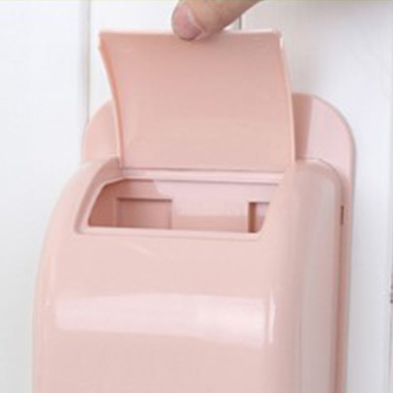 Wall-Mounted Plastic Bag Storage Box Garbage Trash Container