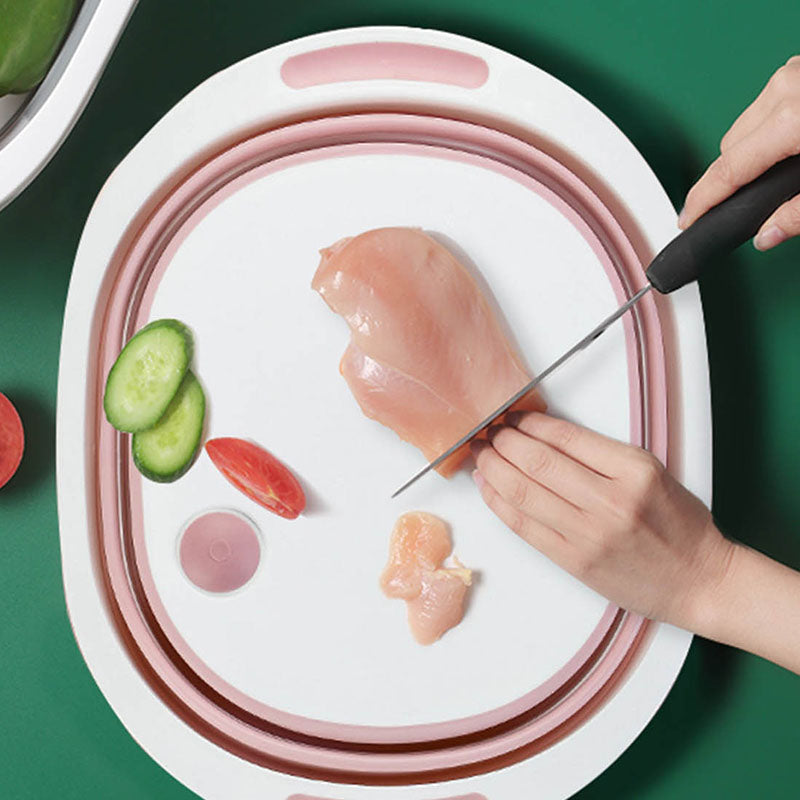 Portable Cutting Chopping Board Foldable Basin Basket Wash Vegetable Fruits