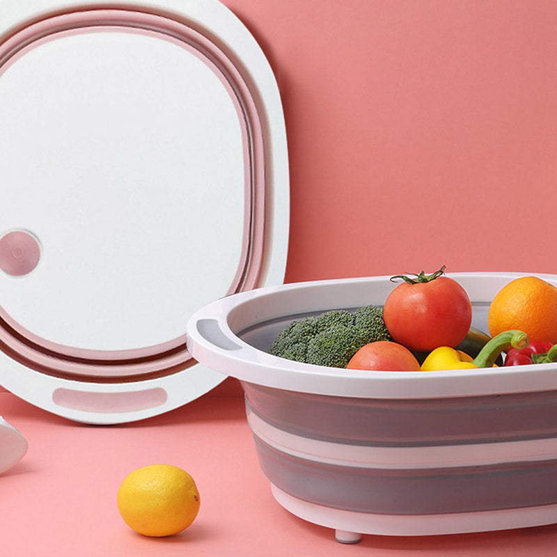 Portable Cutting Chopping Board Foldable Basin Basket Wash Vegetable Fruits