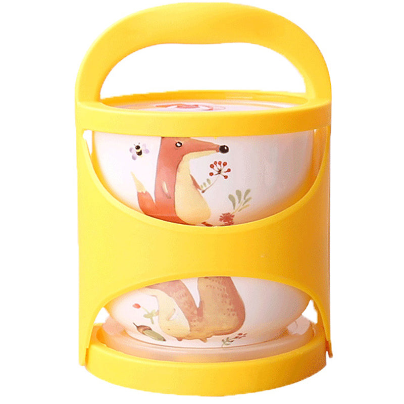 Multi-layer Portable Ceramic Sealed Bowl Lunch Box Microwave Preserved Noodles