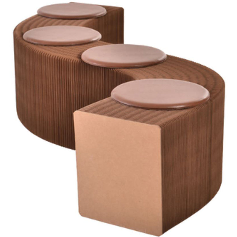 Portable Foldable Kraft Paper Chair, Telescopic Upholstered Bench Seat
