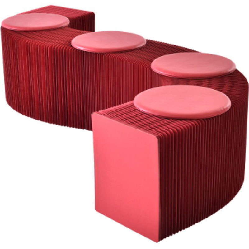 Portable Foldable Kraft Paper Chair, Telescopic Upholstered Bench Seat