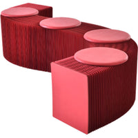 Portable Foldable Kraft Paper Chair, Telescopic Upholstered Bench Seat