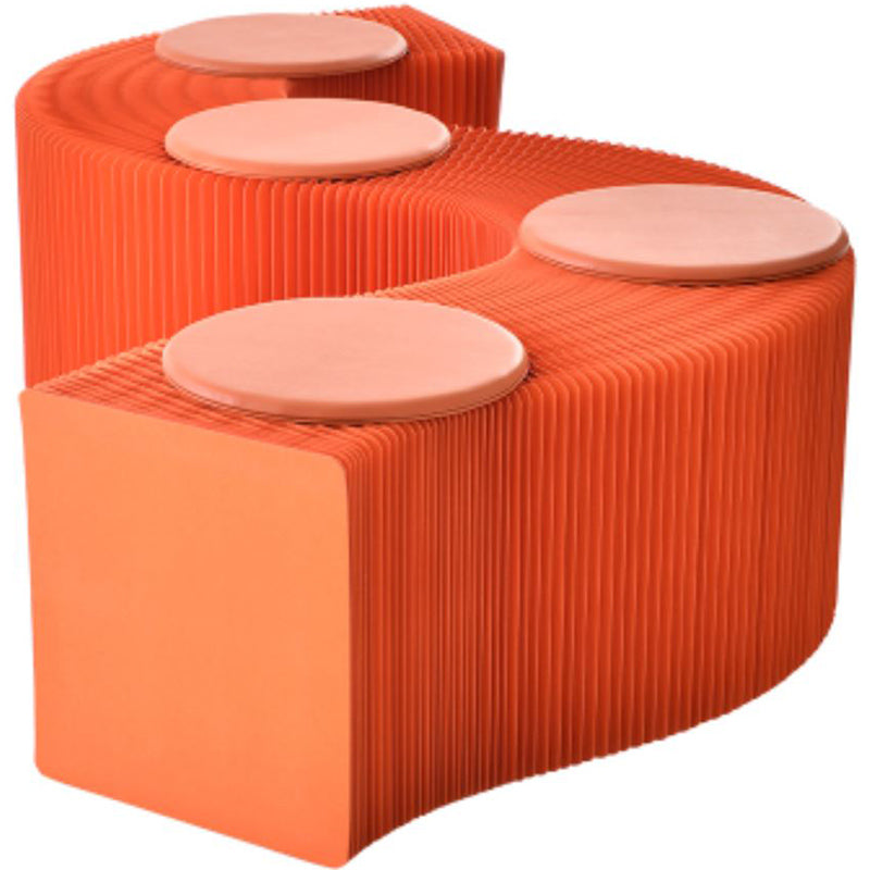 Portable Foldable Kraft Paper Chair, Telescopic Upholstered Bench Seat