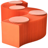 Portable Foldable Kraft Paper Chair, Telescopic Upholstered Bench Seat