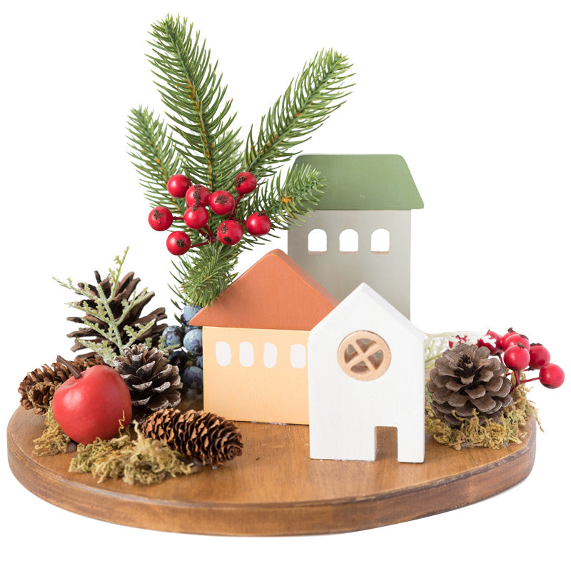Chalet House Wooden Micro Landscape Desktop Nordic Christmas Decoration