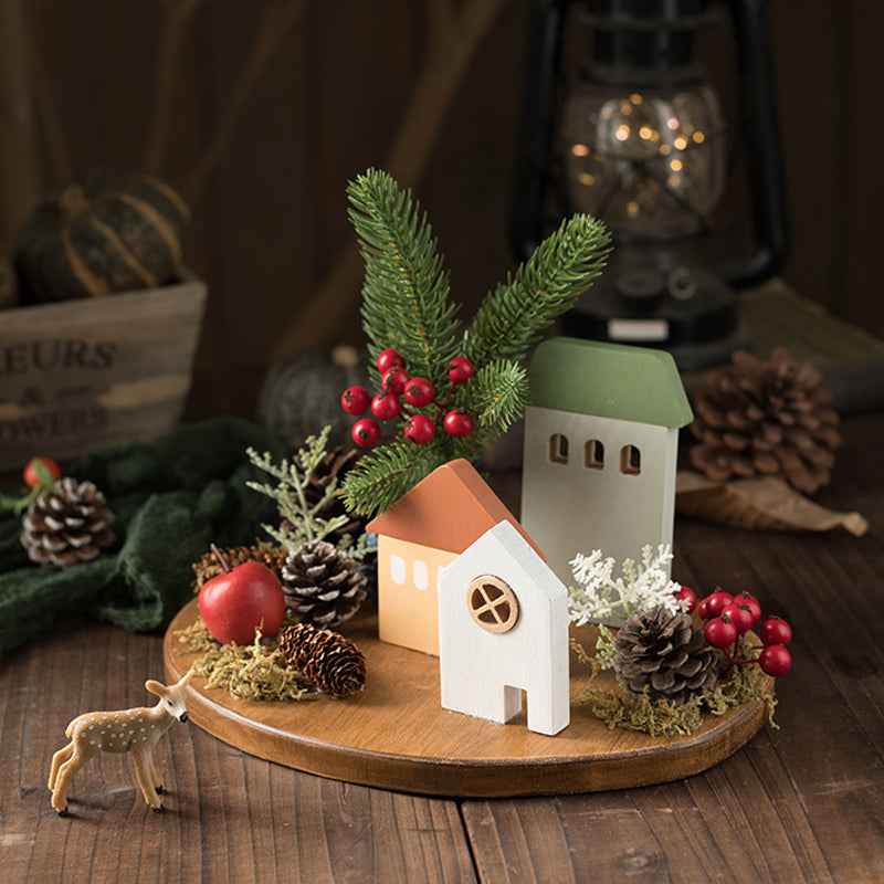 Chalet House Wooden Micro Landscape Desktop Nordic Christmas Decoration