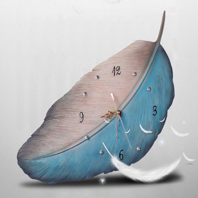 Fashion Feather Wall Clock Modern Home and Office Decoration