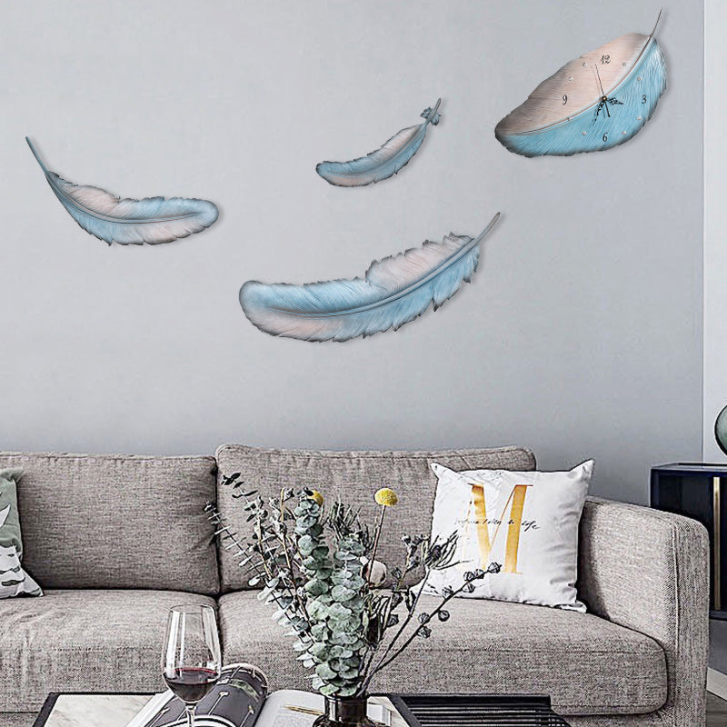 Fashion Feather Wall Clock Modern Home and Office Decoration