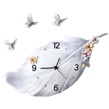 Fashion Feather Wall Clock Modern Home and Office Internal Decoration