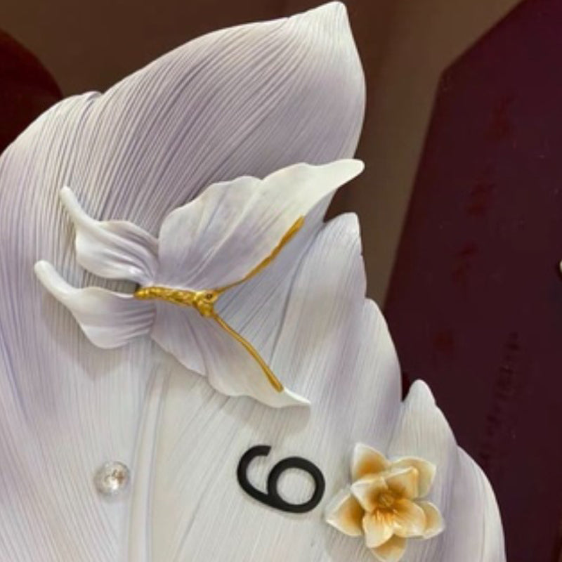 Fashion Feather Wall Clock Modern Home and Office Internal Decoration