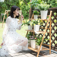 Wooden Foldable Rack Flower Indoor Multi-layer Balcony Green Plant Succulent