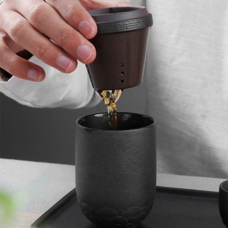 Japanese-style Outdoor Teacup Portable Cloth Bag Travel Teapot Set BPA-Free