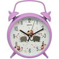 Cartoon Round Alarm Clock for Kids Bedroom Wall Desk Decor with Silent Quartz