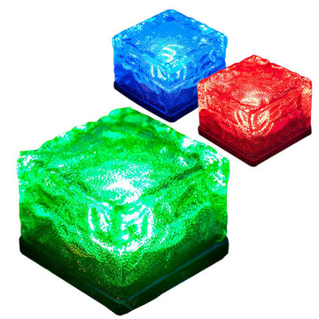 Ice Cube Lights Solar Path LED Sensor Garden Light Glass Brick Paver