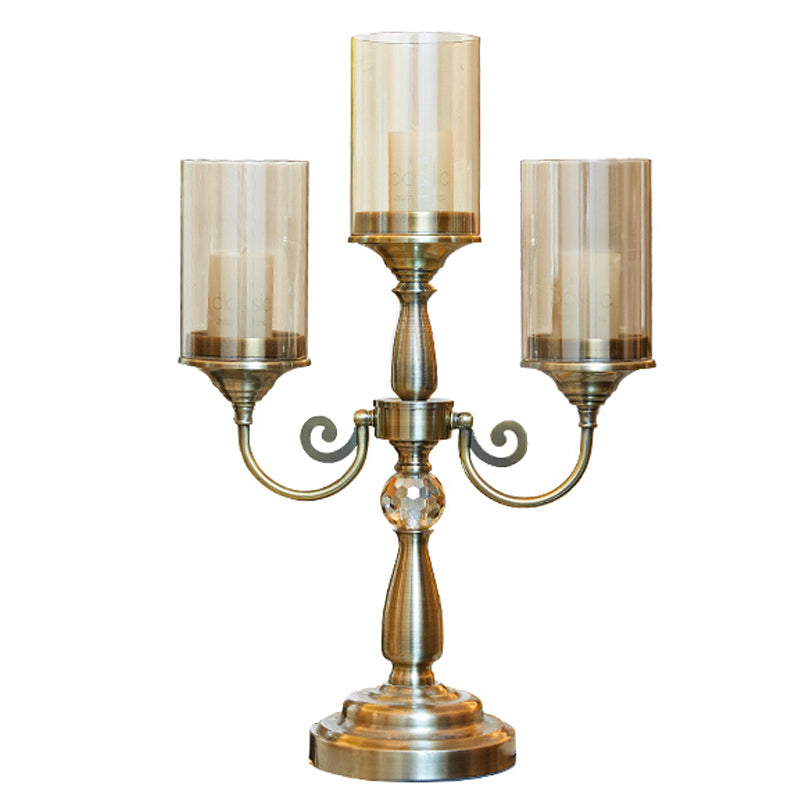European-style Metal Glass Candle Lamp Stick Holder Restaurant Table Light