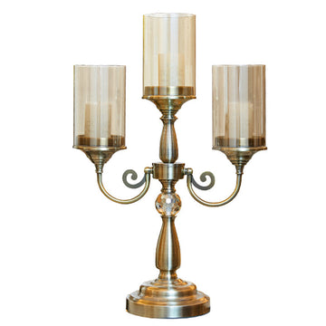 European-style Metal Glass Candle Lamp Stick Holder Restaurant Table Light