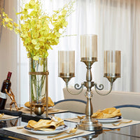 European-style Metal Glass Candle Lamp Stick Holder Restaurant Table Light