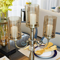 European-style Metal Glass Candle Lamp Stick Holder Restaurant Table Light
