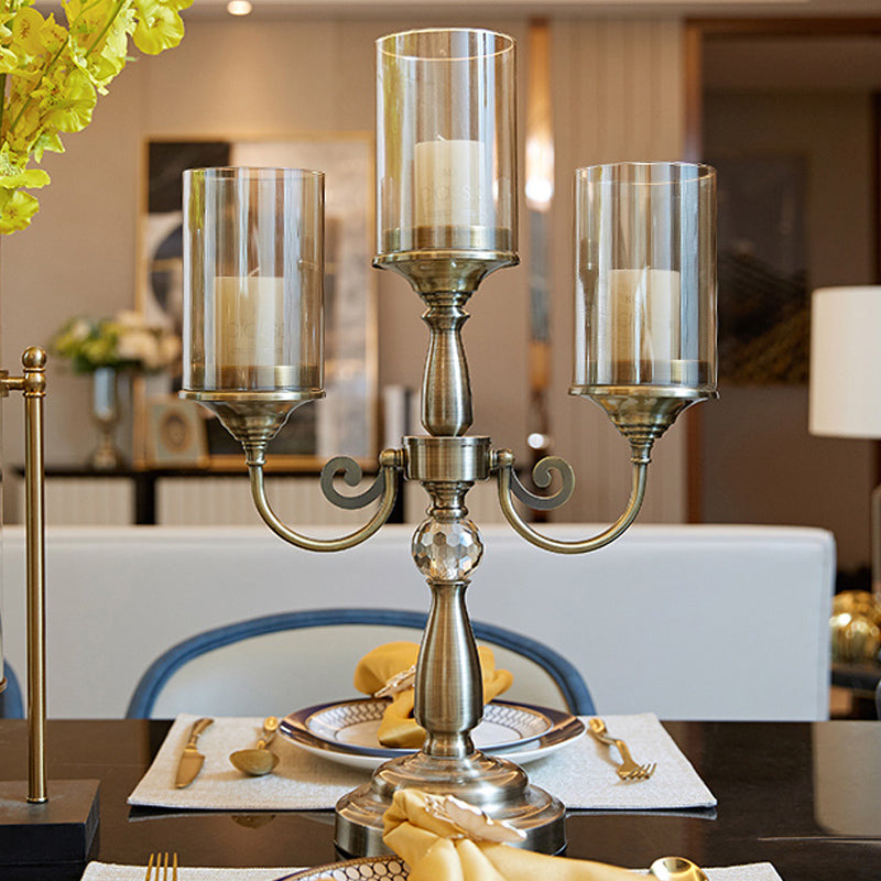 European-style Metal Glass Candle Lamp Stick Holder Restaurant Table Light