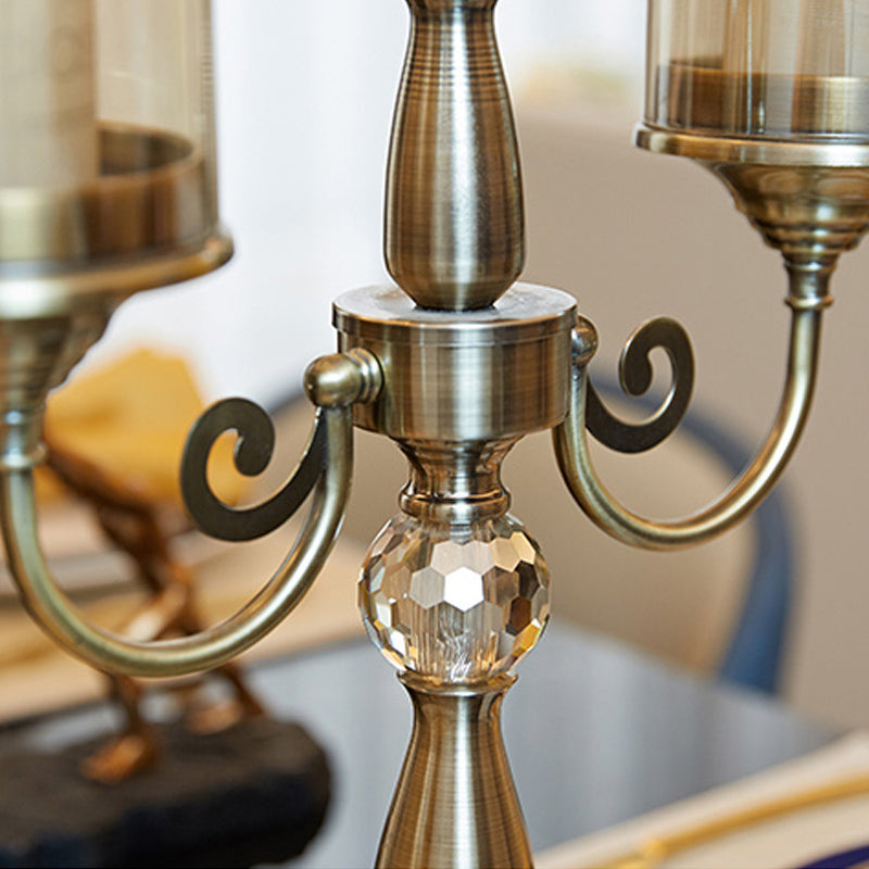 European-style Metal Glass Candle Lamp Stick Holder Restaurant Table Light