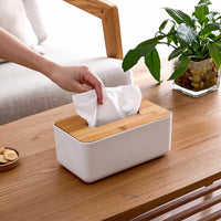 Bamboo Wood Tissue Box Multi-function Storage Household Mobile Phone Holder