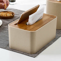 Bamboo Wood Tissue Box Multi-function Storage Household Mobile Phone Holder