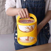 Multi-layer Portable Ceramic Sealed Bowl Lunch Box Microwave Preserved Noodles