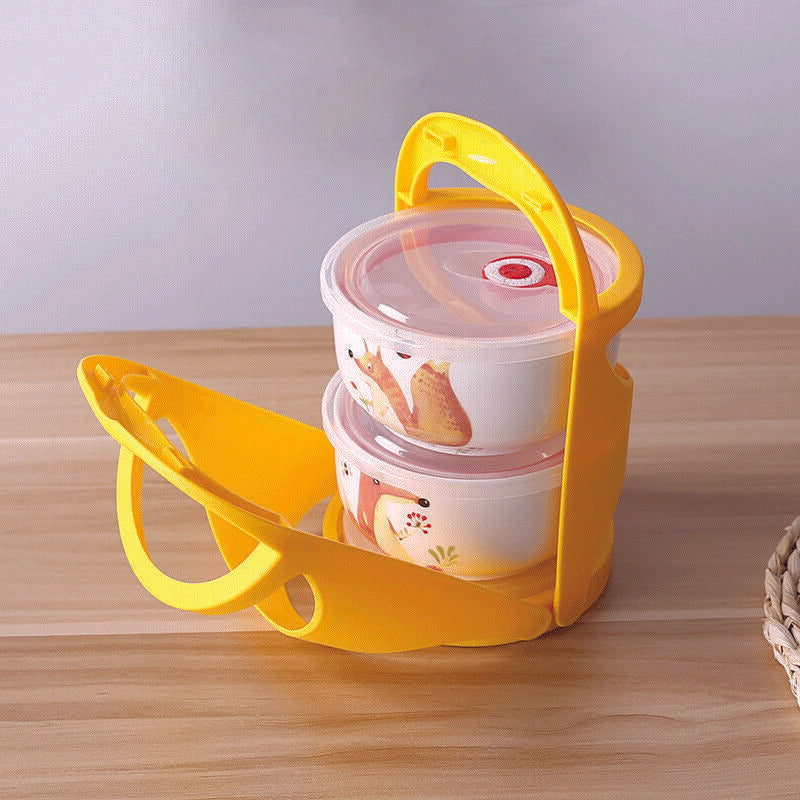 Multi-layer Portable Ceramic Sealed Bowl Lunch Box Microwave Preserved Noodles