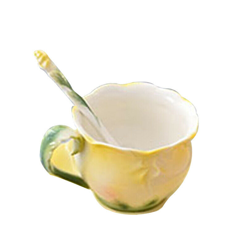 Elegant Yellow Rose Ceramic Mug Floral Design for Tea & Coffee Lovers