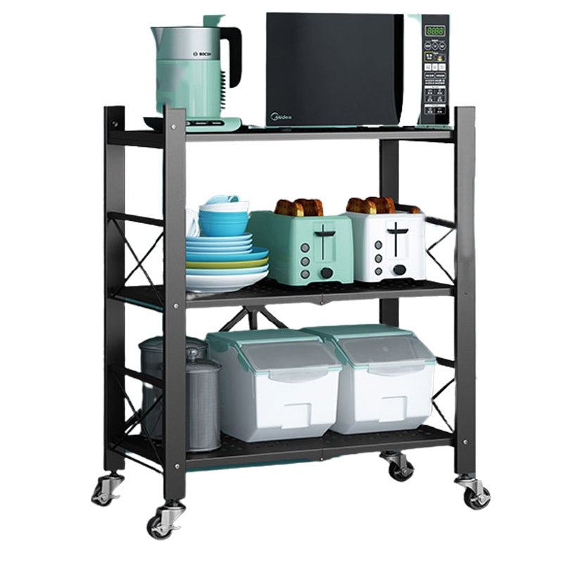 Multi-layer Folding Kitchen Shelf Trolley Oven Storage Rack Installation-free