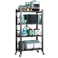Multi-layer Folding Kitchen Shelf Trolley Oven Storage Rack Installation-free