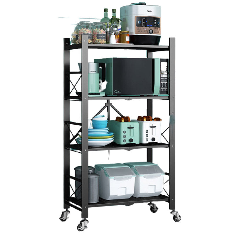 Multi-layer Folding Kitchen Shelf Trolley Oven Storage Rack Installation-free