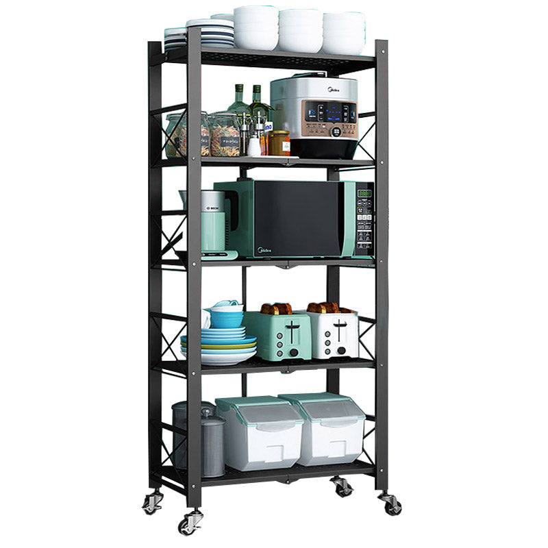 Multi-layer Folding Kitchen Shelf Trolley Oven Storage Rack Installation-free