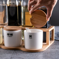 Household Kitchen Seasoning Condiments Spice Pot Glass Oil Bottle Ceramic Set