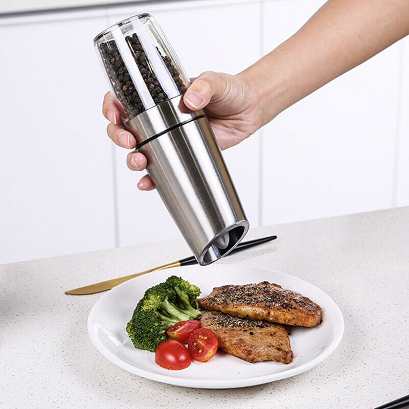 Smart Electric Pepper Muller Spice Sauce Mill BBQ Grinding Bottle 3 LED Light