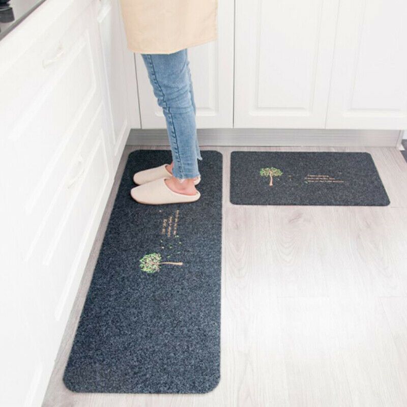 2pcs Non-slip Kitchen Bathroom Door Mat Porch Carpet Absorbent Long Strip