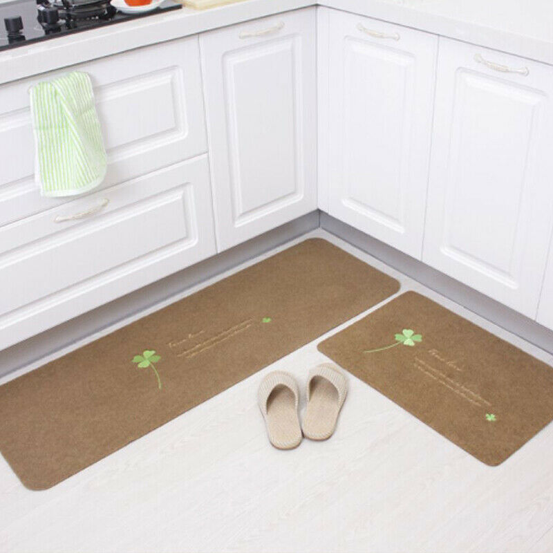 2pcs Non-slip Kitchen Bathroom Door Mat Porch Carpet Absorbent Long Strip
