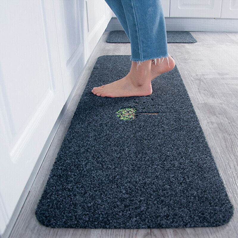 2pcs Non-slip Kitchen Bathroom Door Mat Porch Carpet Absorbent Long Strip
