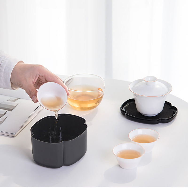 Magic Box Quick Guest Ceramic Cup Pot Travel Portable Bag Kung Fu Tea Set