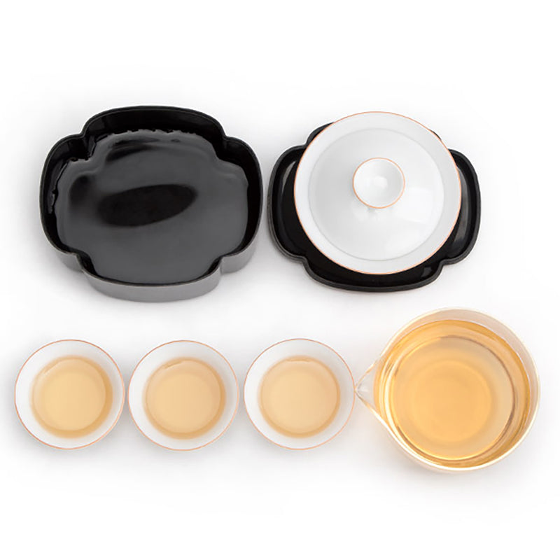 Magic Box Quick Guest Ceramic Cup Pot Travel Portable Bag Kung Fu Tea Set