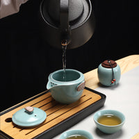 Portable Travel Bag Ceramic Kung Fu Tea Pot Set Outdoor Teapot Cup