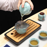Portable Travel Bag Ceramic Kung Fu Tea Pot Set Outdoor Teapot Cup