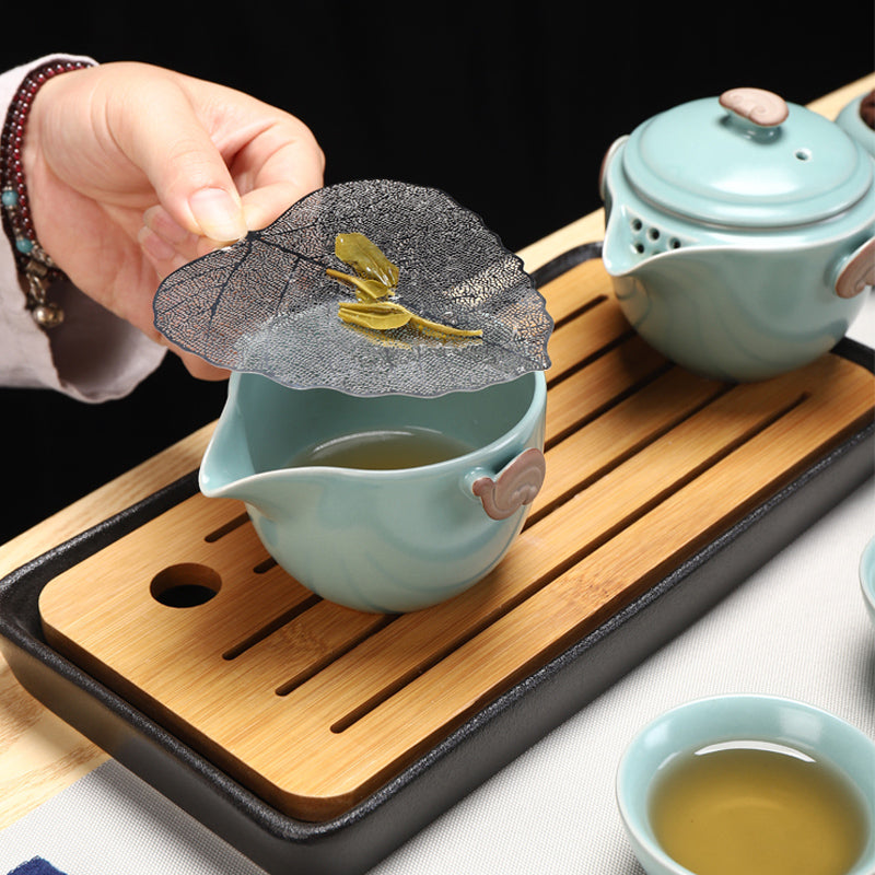 Portable Travel Bag Ceramic Kung Fu Tea Pot Set Outdoor Teapot Cup