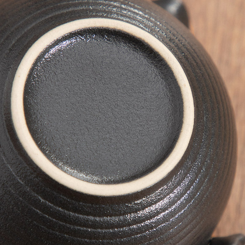Traditional Chinese  Black Pottery Portable Teapot Set Tea Cup Holder Board